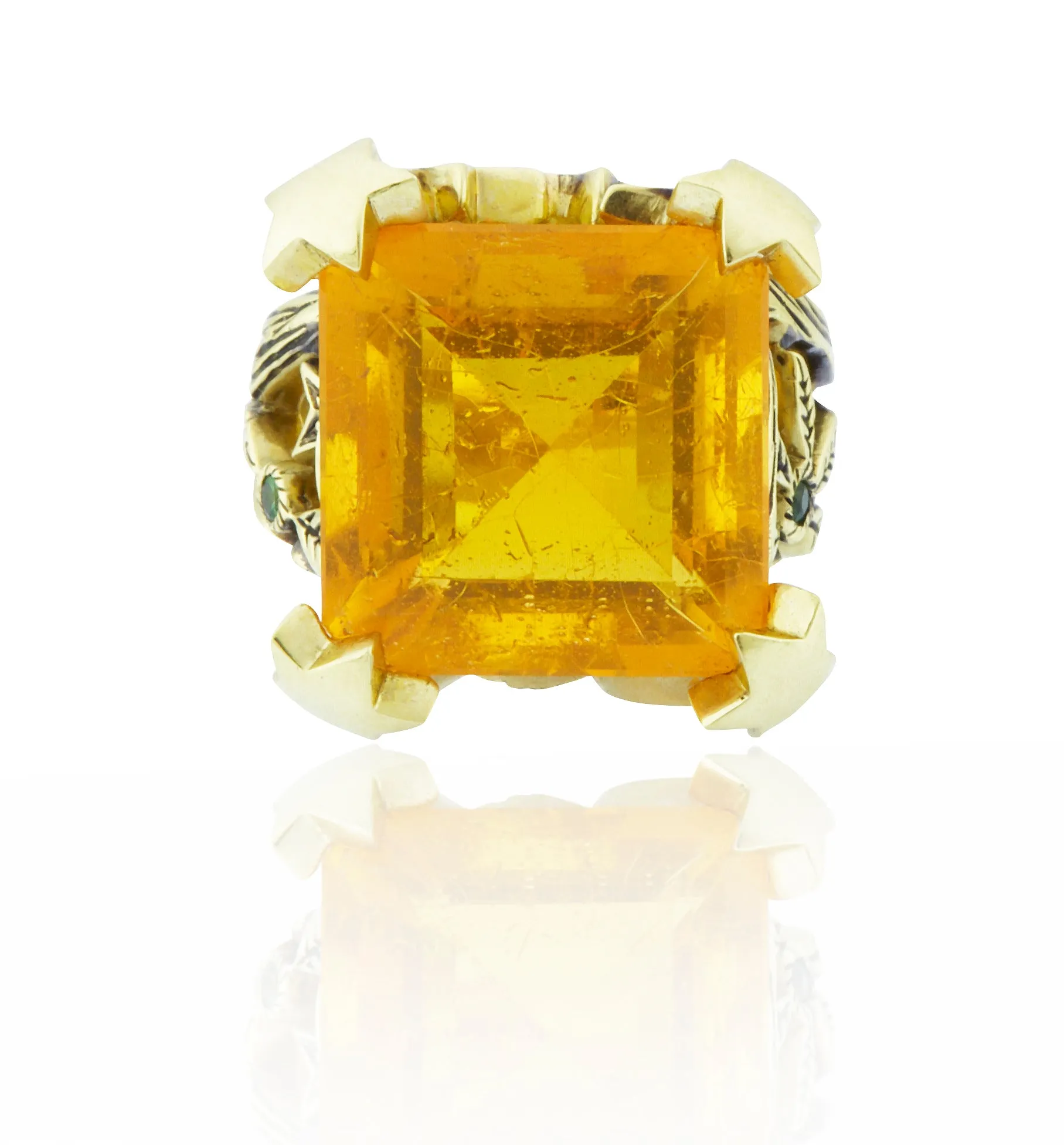 One-of-a-Kind 18kt Gold Heaven   Earth Ring with Center Fire Opal