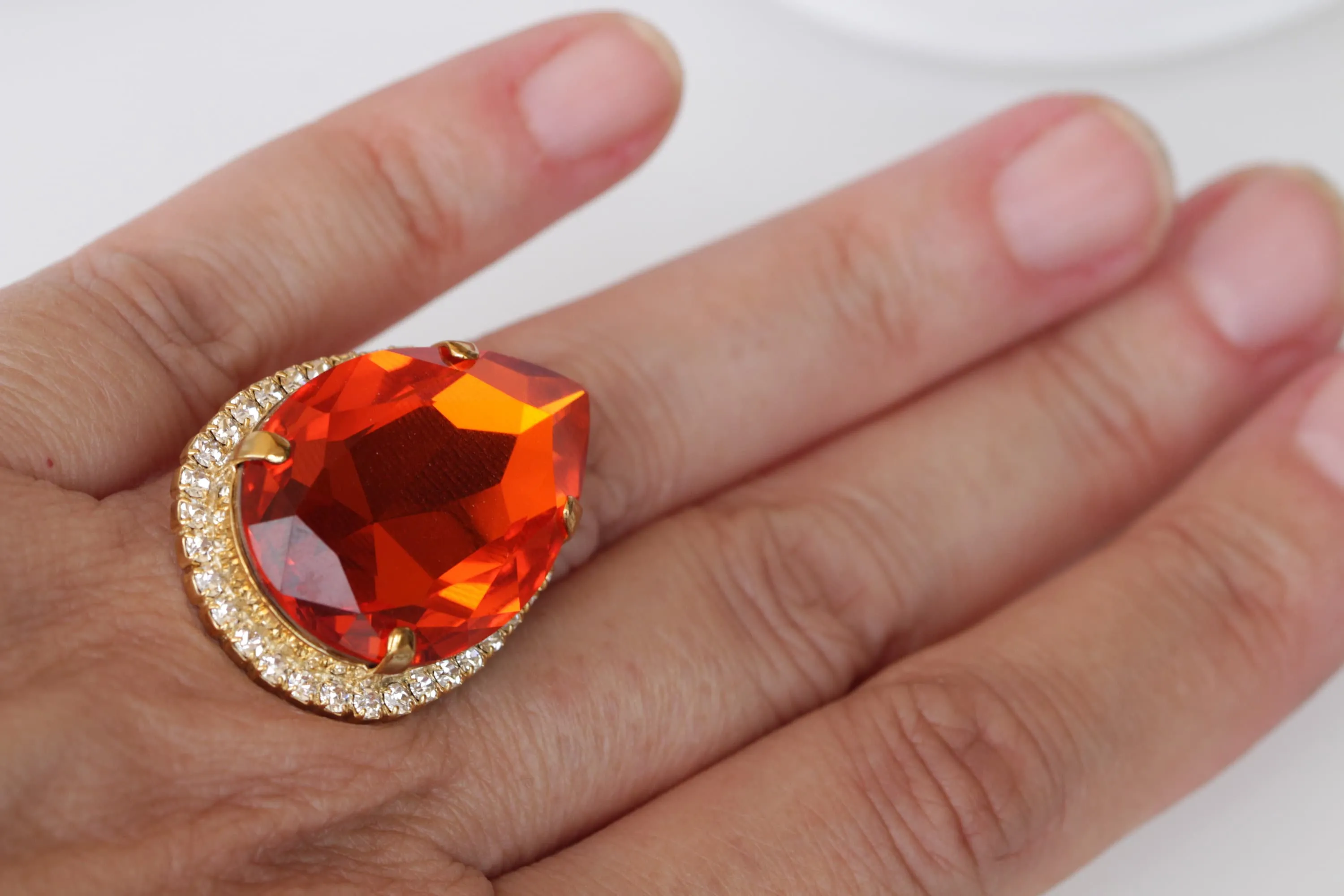ORANGE TEARDROP RING
