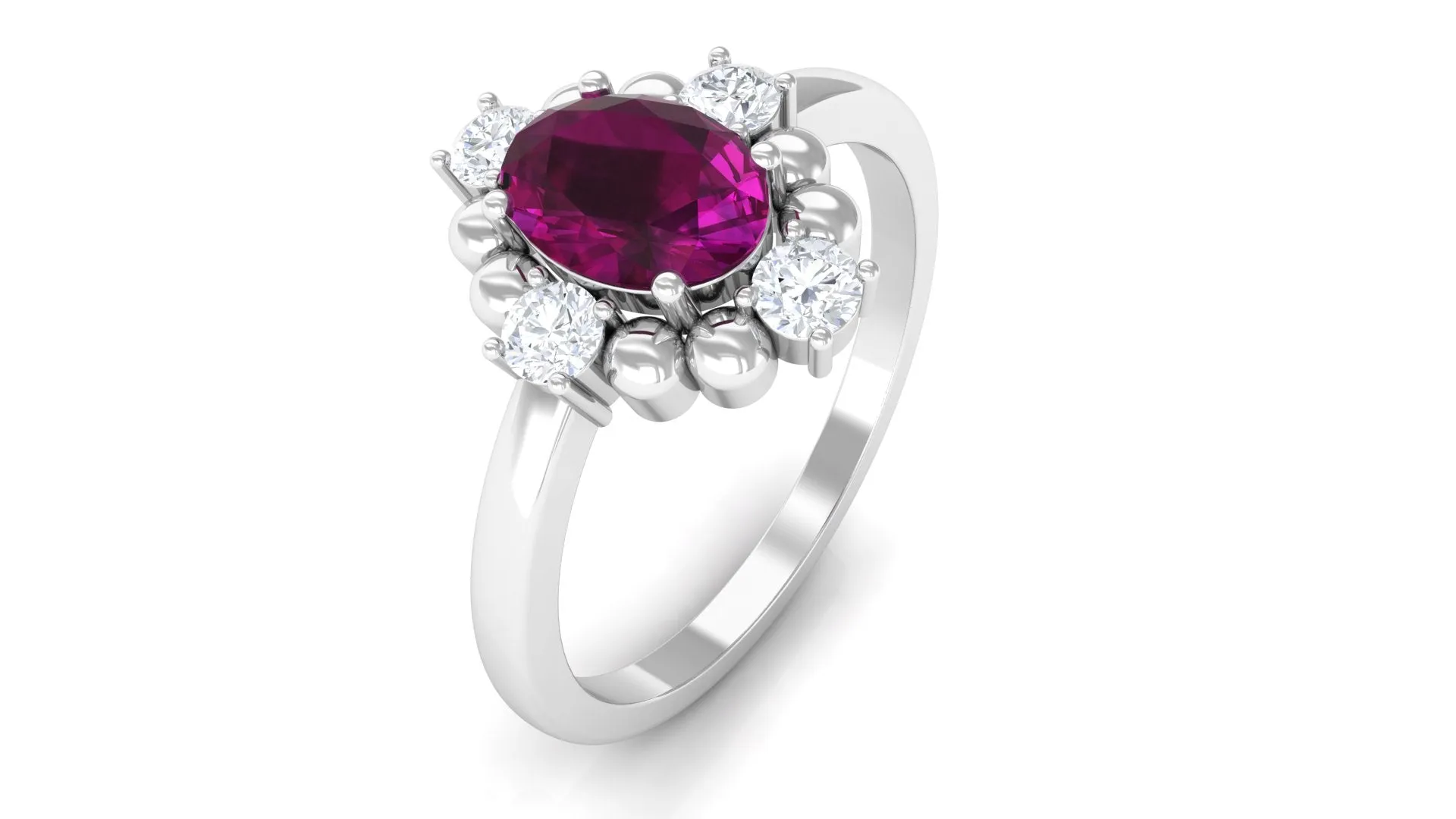 Oval Rhodolite and Diamond Cocktail Ring