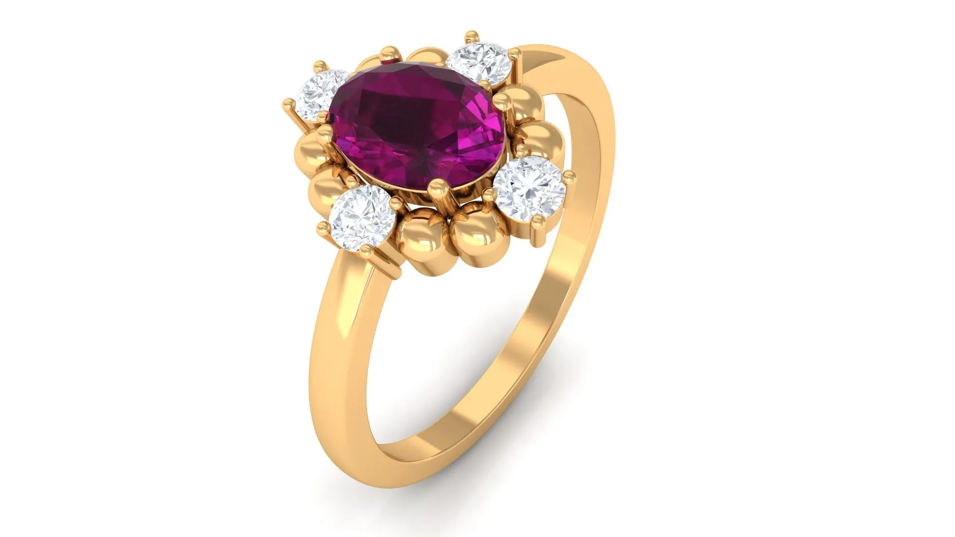Oval Rhodolite and Diamond Cocktail Ring