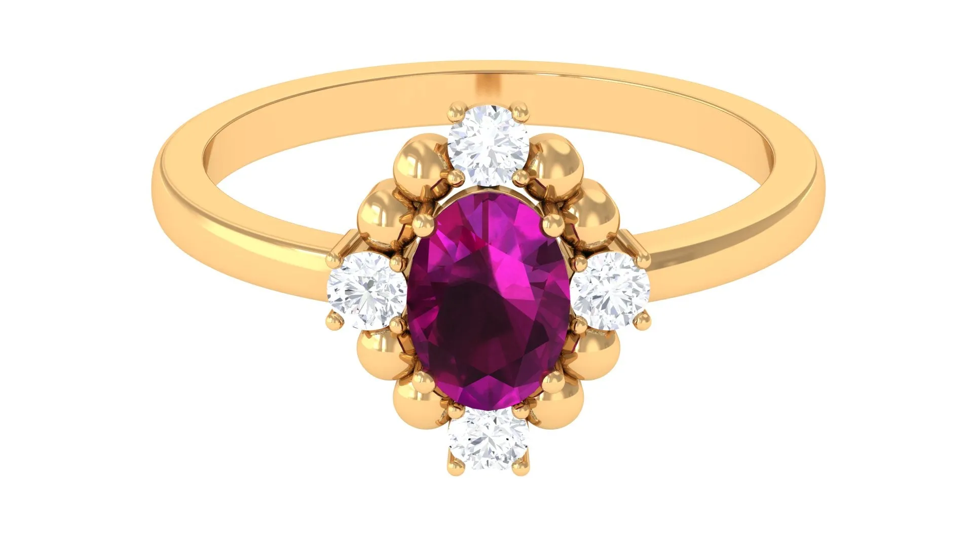 Oval Rhodolite and Diamond Cocktail Ring