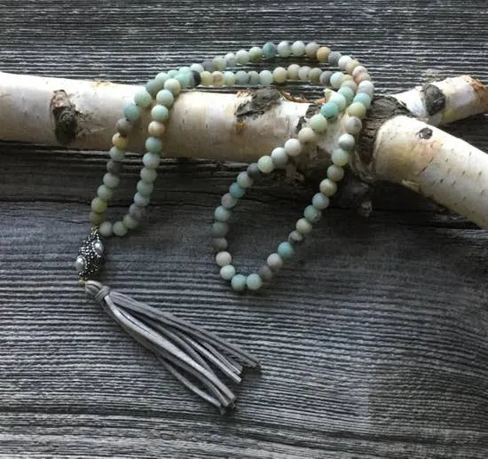 Pastel Beaded Necklace - monzonite Stone