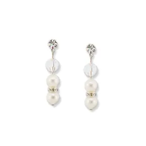 Pearl & Iridescent Crystal Drop Earrings