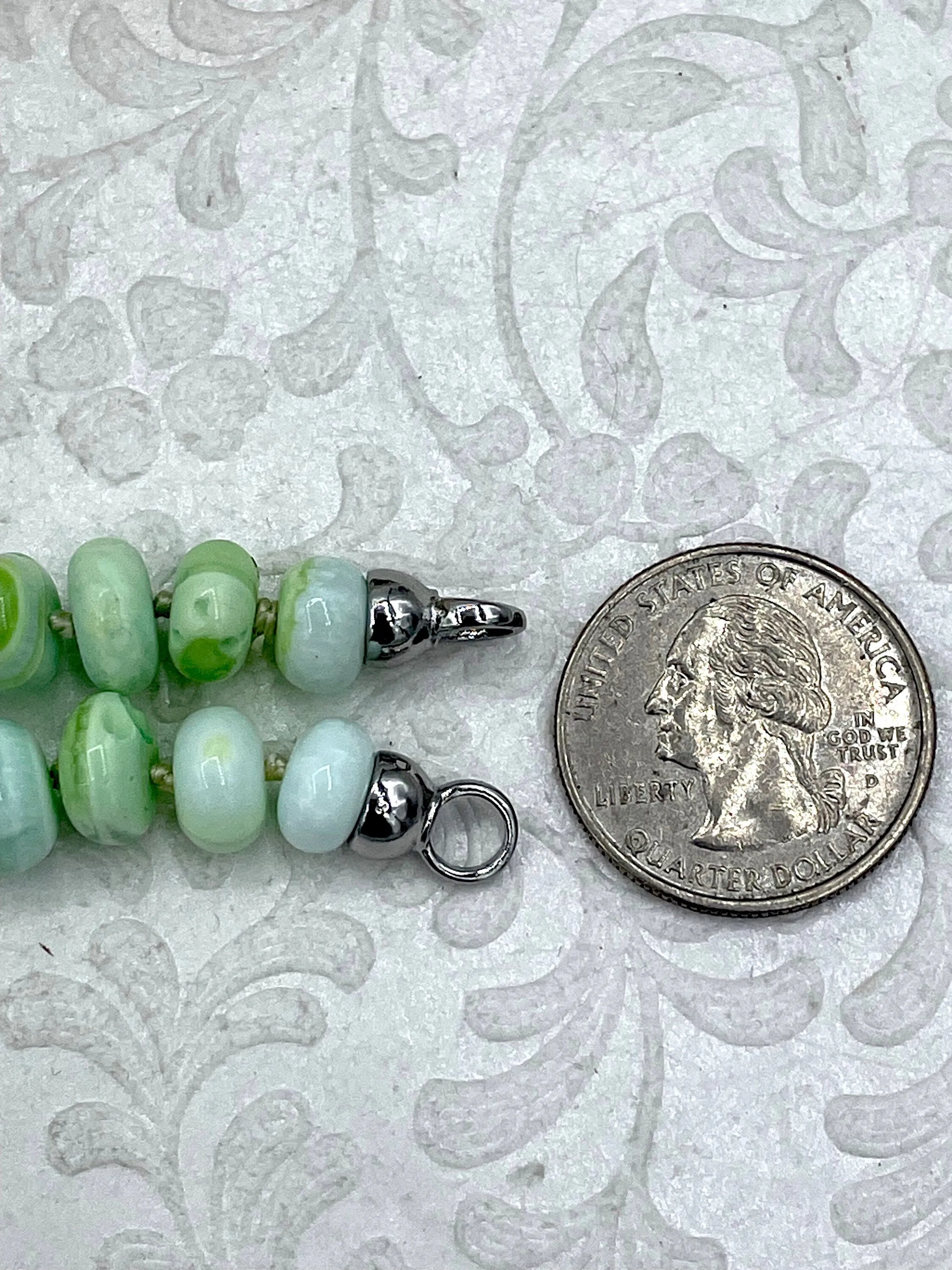 Peruvian Mint Green Mixed Opal Hand Knotted Necklace, 16" Long,Rondelle Stones 9mm x 6mm, w/Silver Finished Ends, Candy Necklace, Fast Ship