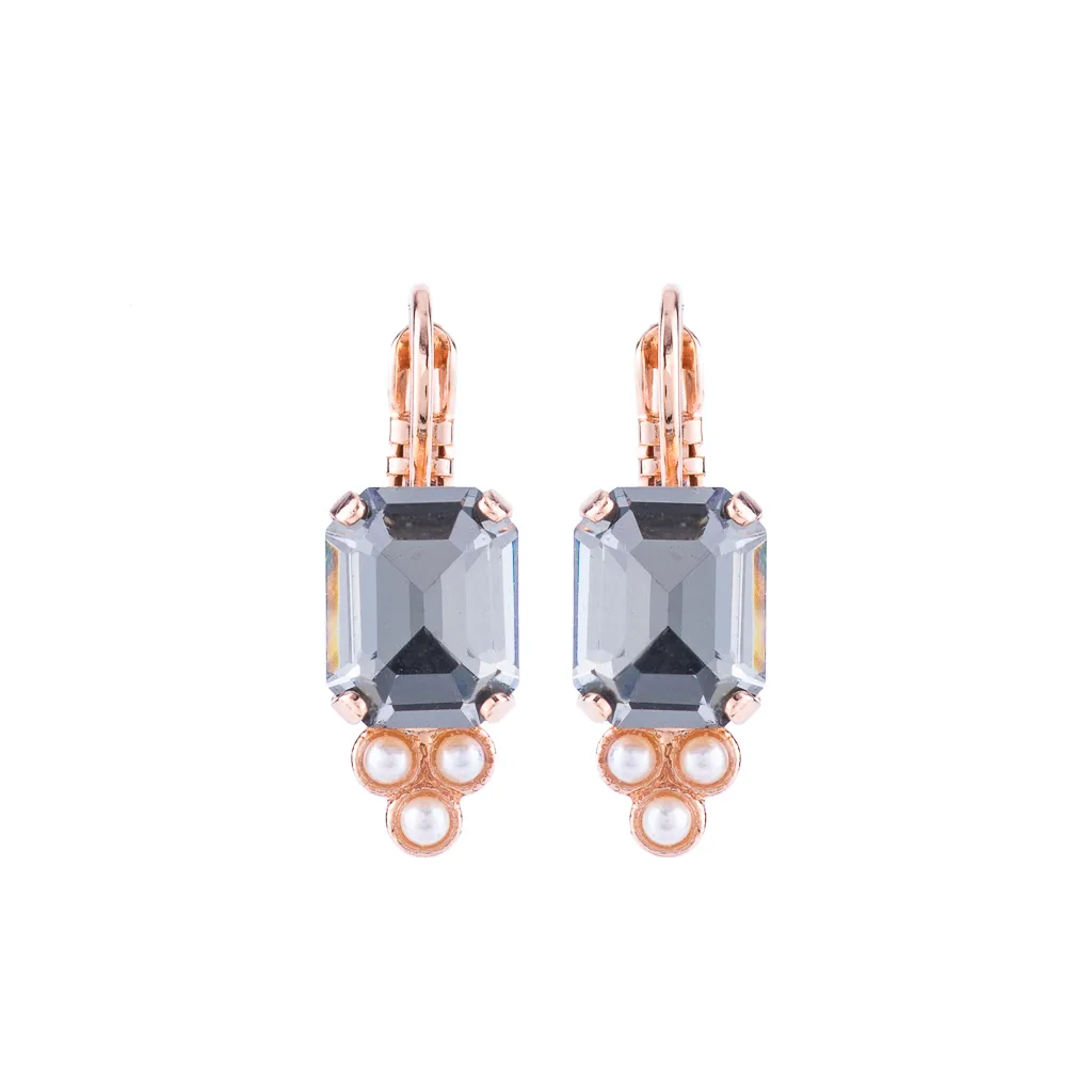 Petite Emerald Cut and Trio Cluster Leverback Earrings in "Earl Grey" *Preorder*