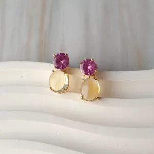 Pink Topaz and Detachable Citrine Cabochon Separates Earrings