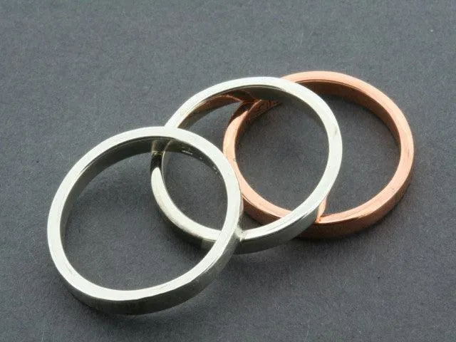 Polished Copper and Sterling Silver Stackable Rings