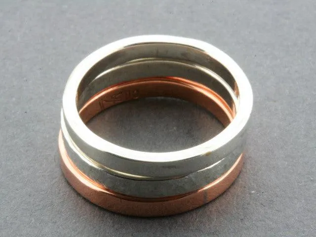 Polished Copper and Sterling Silver Stackable Rings