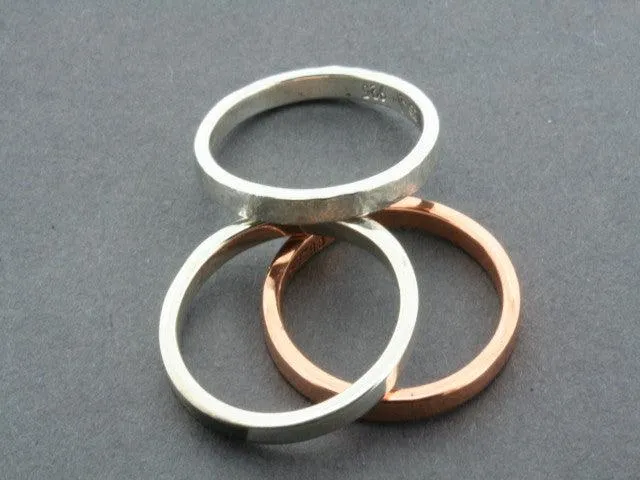 Polished Copper and Sterling Silver Stackable Rings