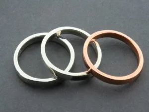 Polished Copper and Sterling Silver Stackable Rings