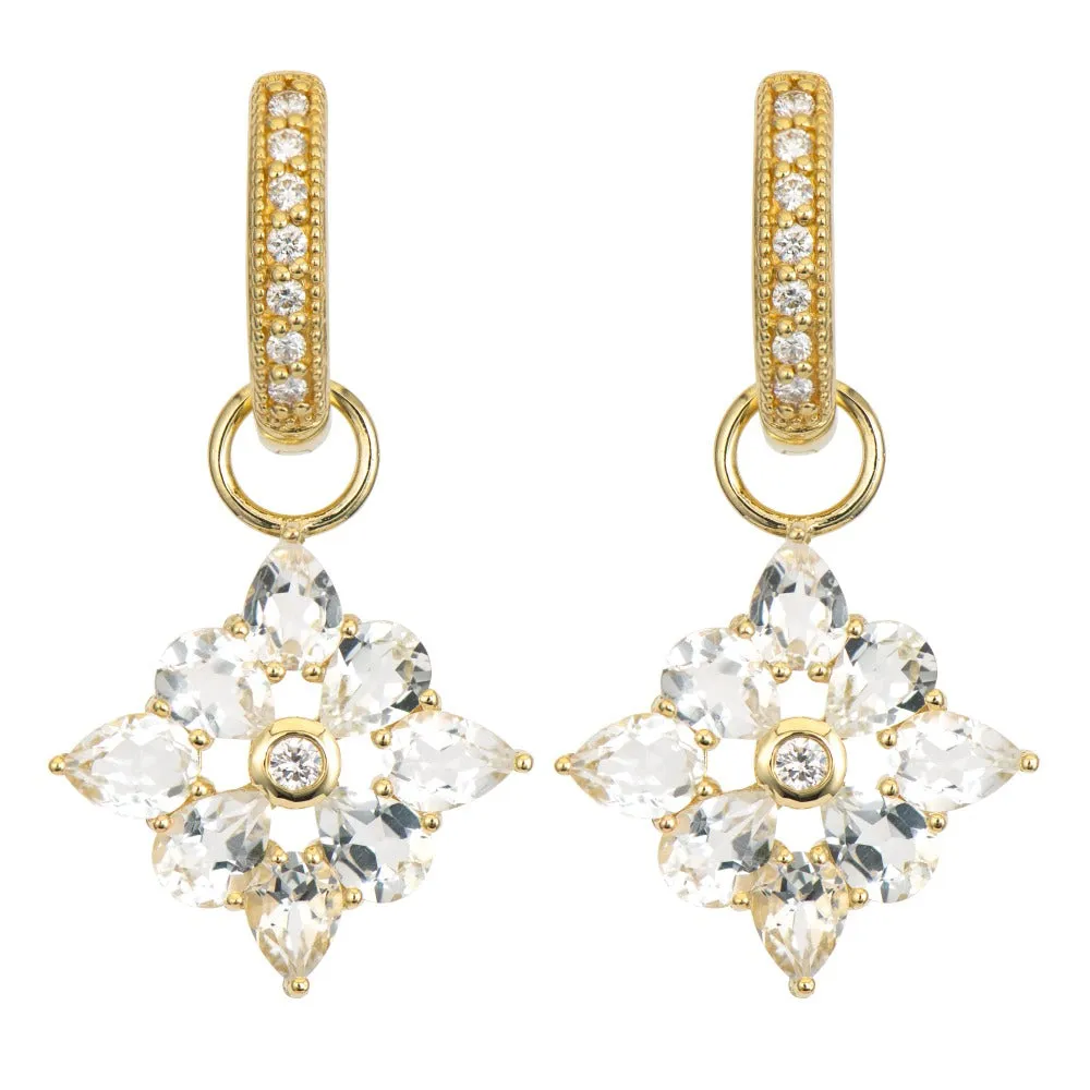 Provence Four Petal White Topaz Earring Charms
