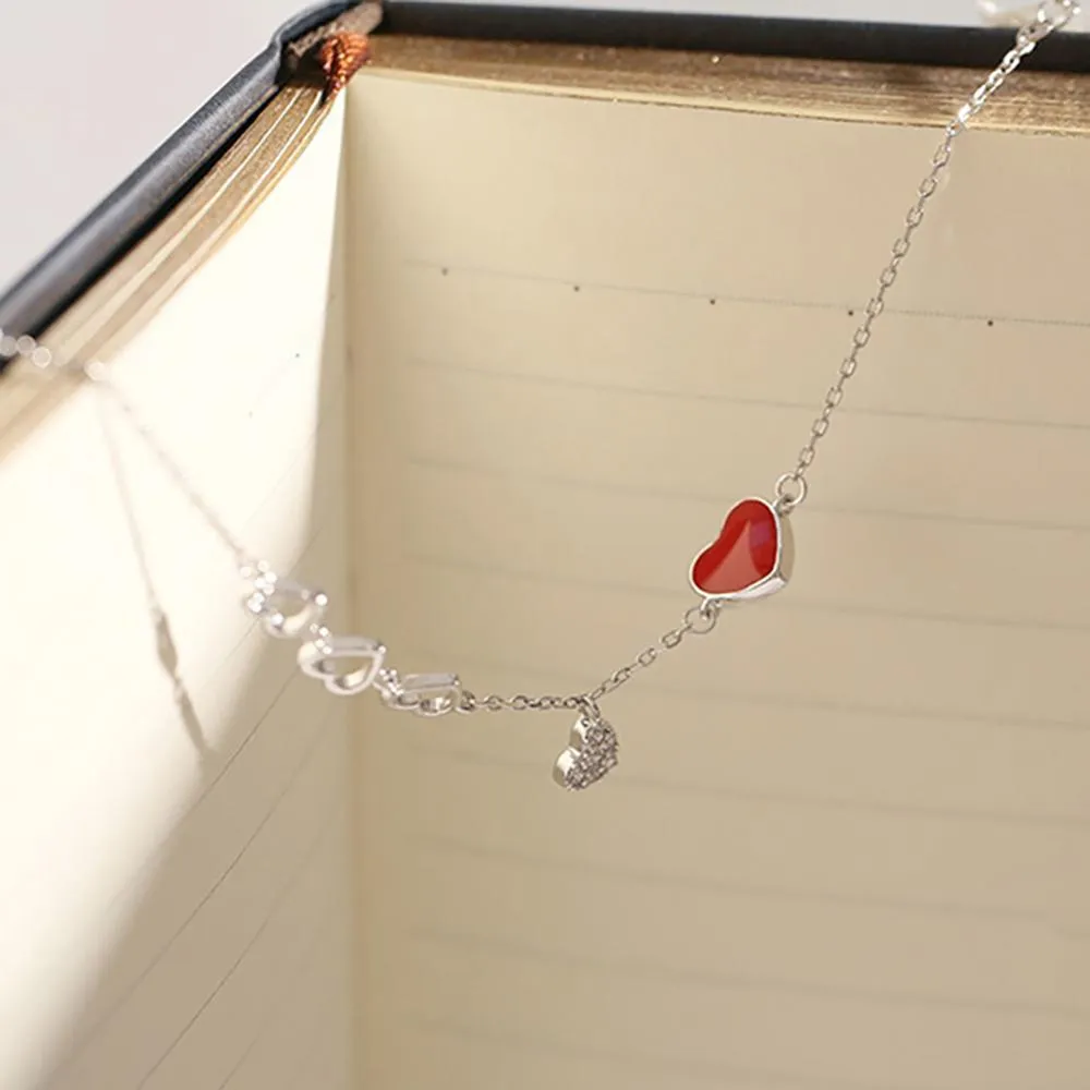 Romantic Red Heart Zircon Bracelet