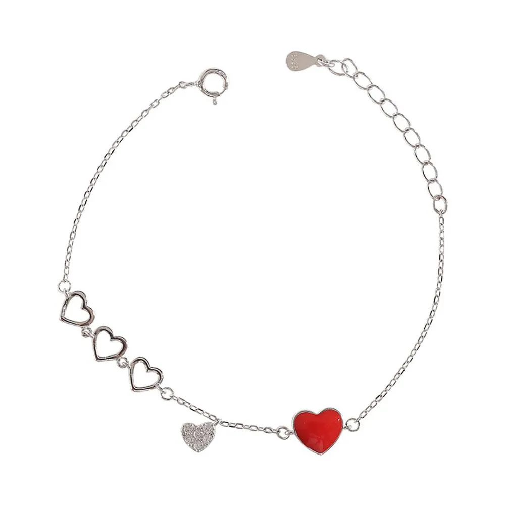 Romantic Red Heart Zircon Bracelet