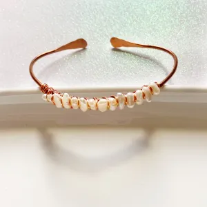 Rose Colored Copper Pearl Bangle