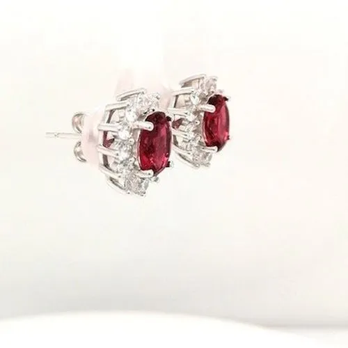 Ruby & CZ Cluster Earrings