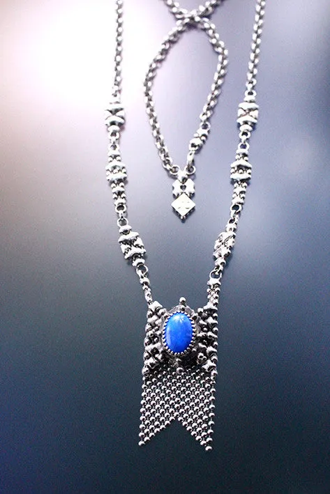 SG Liquid Metal RTN10-AS LAPIS – Antique Silver and Lapis Lazuli Stone Necklace by Sergio Gutierrez