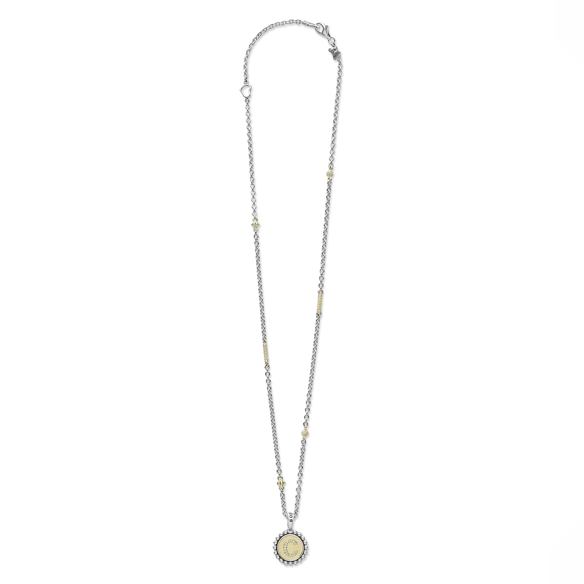 Signature Caviar C Initial Diamond Charm Necklace