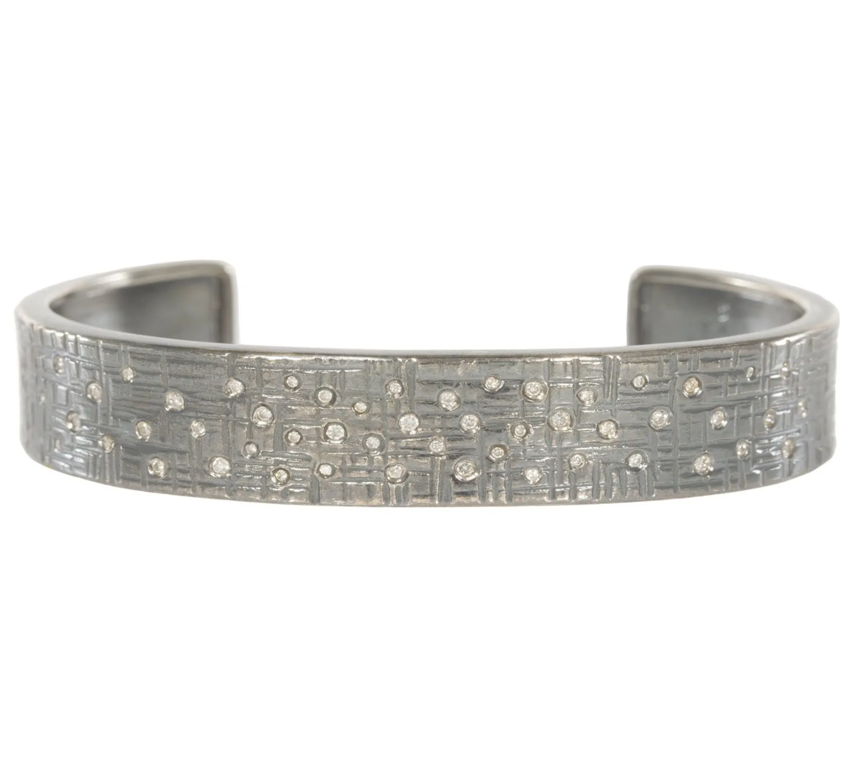 Silver Aspen Squared Cuff - Oxidized Silver   Reclaimed VS Diamonds