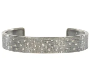 Silver Aspen Squared Cuff - Oxidized Silver   Reclaimed VS Diamonds