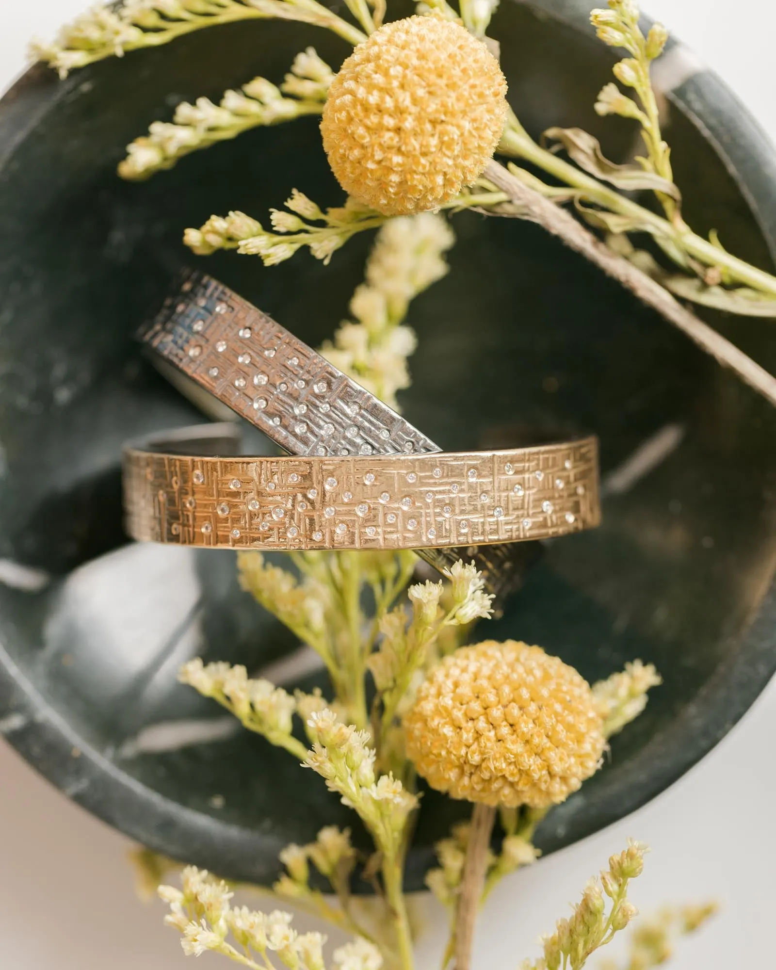 Silver Aspen Squared Cuff - Oxidized Silver   Reclaimed VS Diamonds