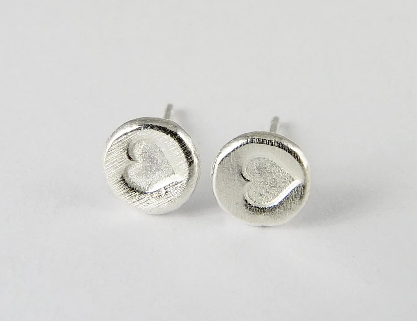 Silver Heart Stud Earrings