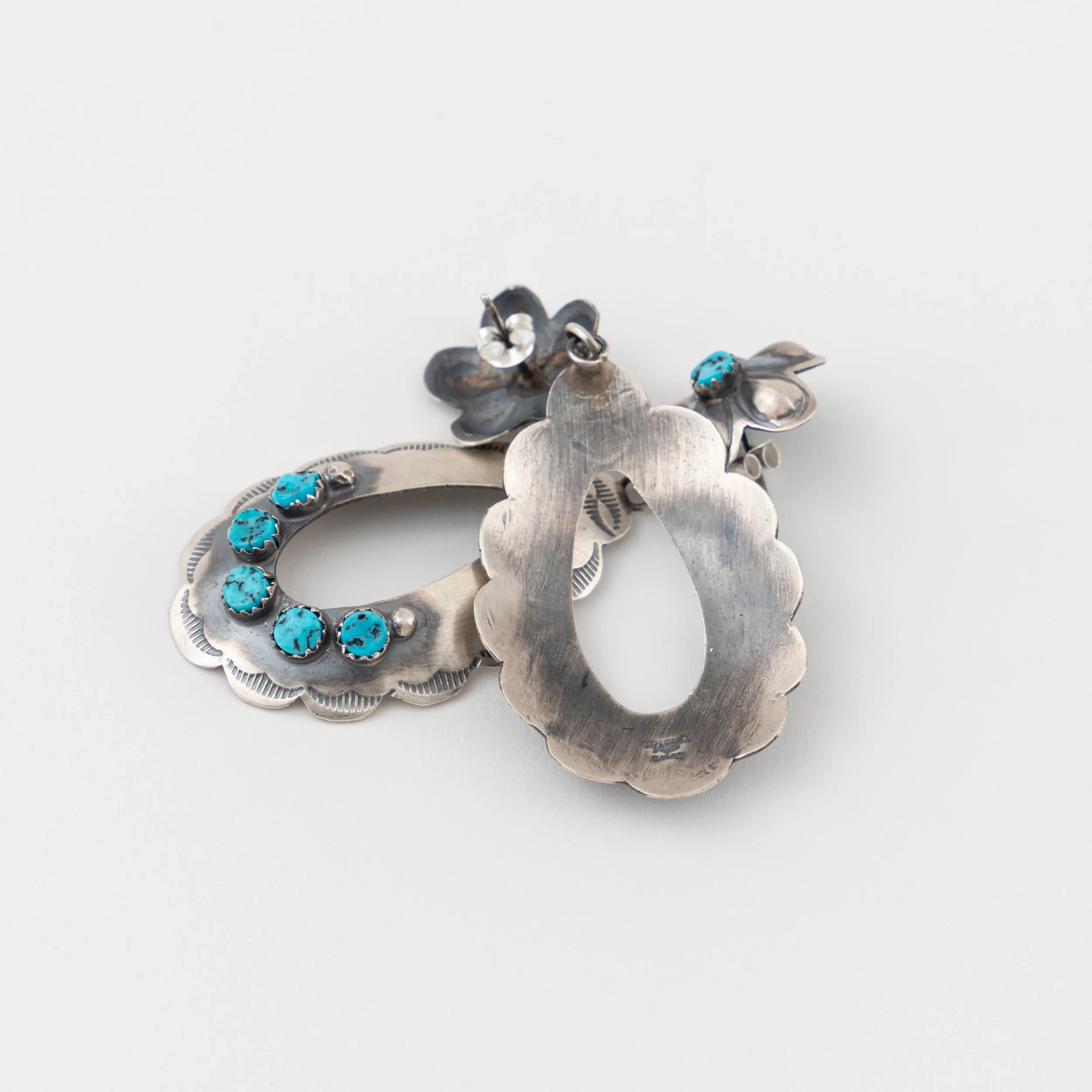 Silver oval drop earrings
