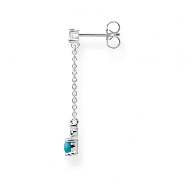 Silver Turquoise Zirconia Single Earring H2180-405-17