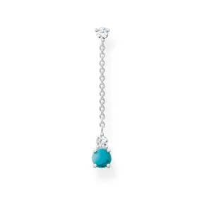 Silver Turquoise Zirconia Single Earring H2180-405-17