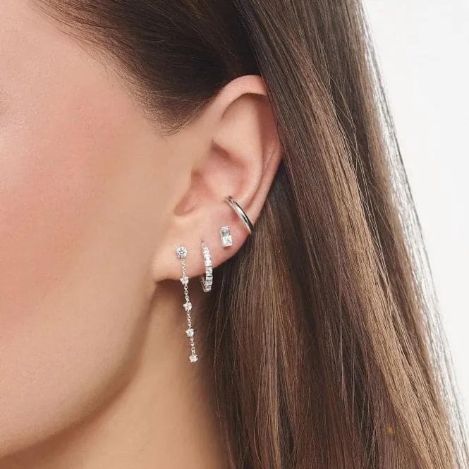Silver Zirconia White Stone Single Ear Stud H2185-051-14
