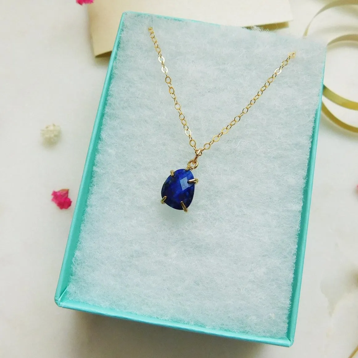 Small Lapis Lazuli Drop Necklace