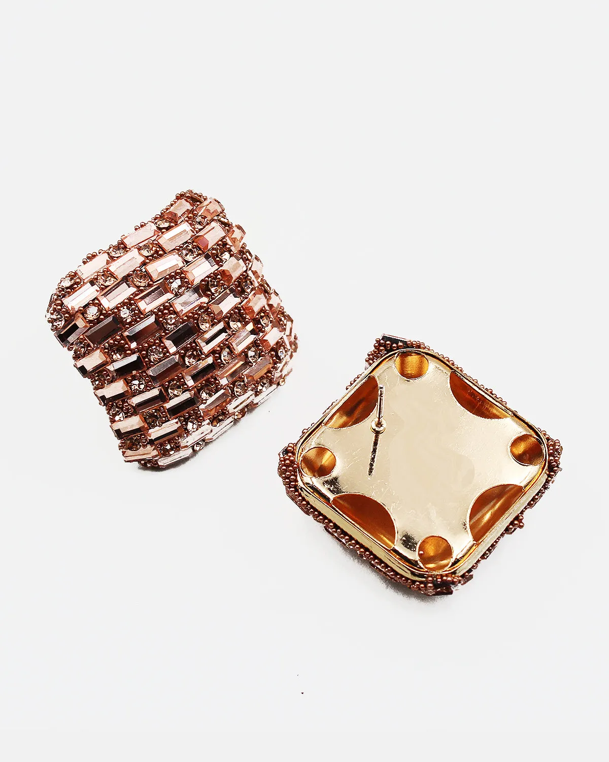 Square Jumbo Sparkle Stud Earrings