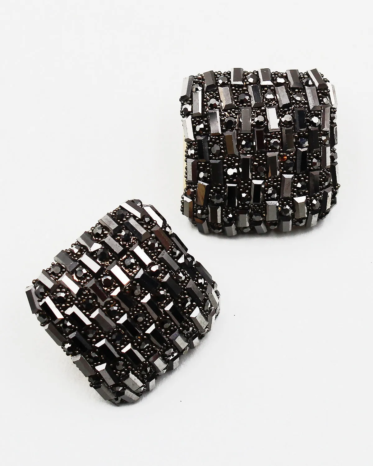 Square Jumbo Sparkle Stud Earrings