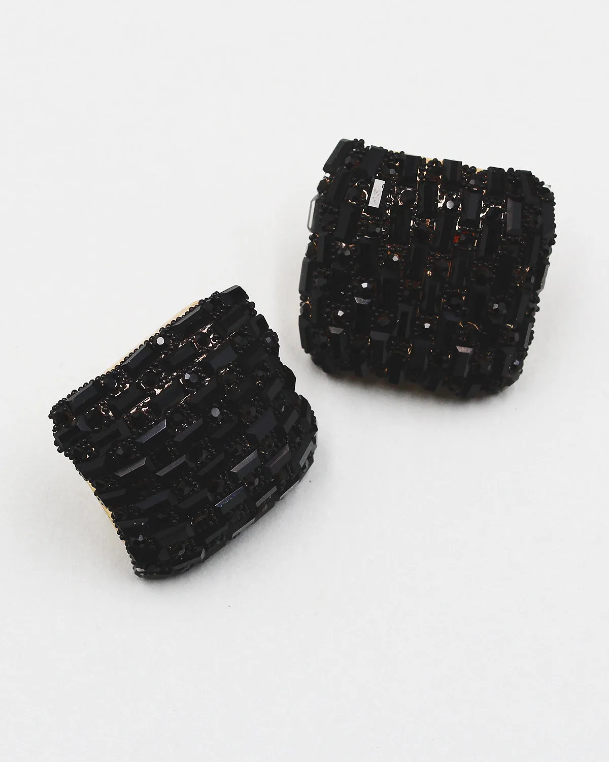 Square Jumbo Sparkle Stud Earrings