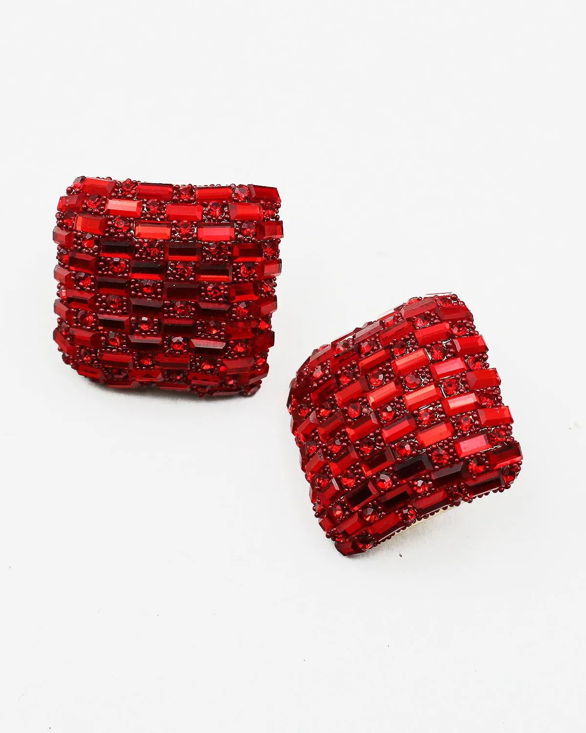 Square Jumbo Sparkle Stud Earrings