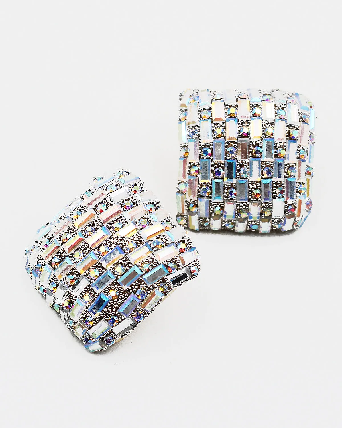 Square Jumbo Sparkle Stud Earrings