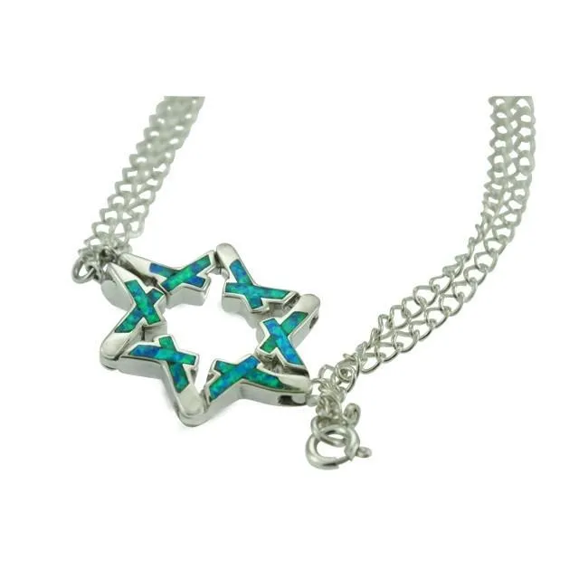 Star Of David Opal Necklace Pendant Set