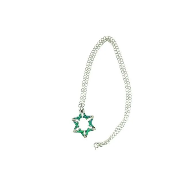 Star Of David Opal Necklace Pendant Set