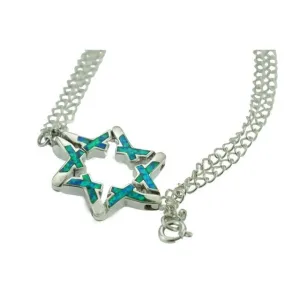 Star Of David Opal Necklace Pendant Set