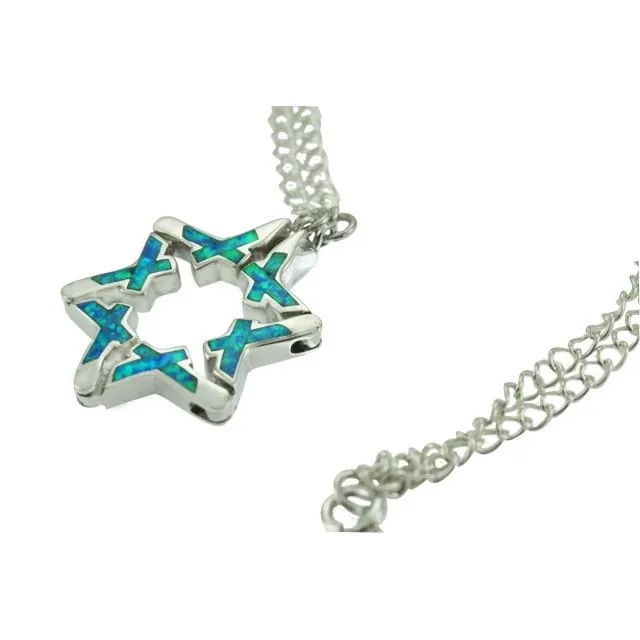 Star Of David Opal Necklace Pendant Set