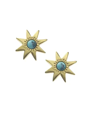 Star Stud Ears with Lapis