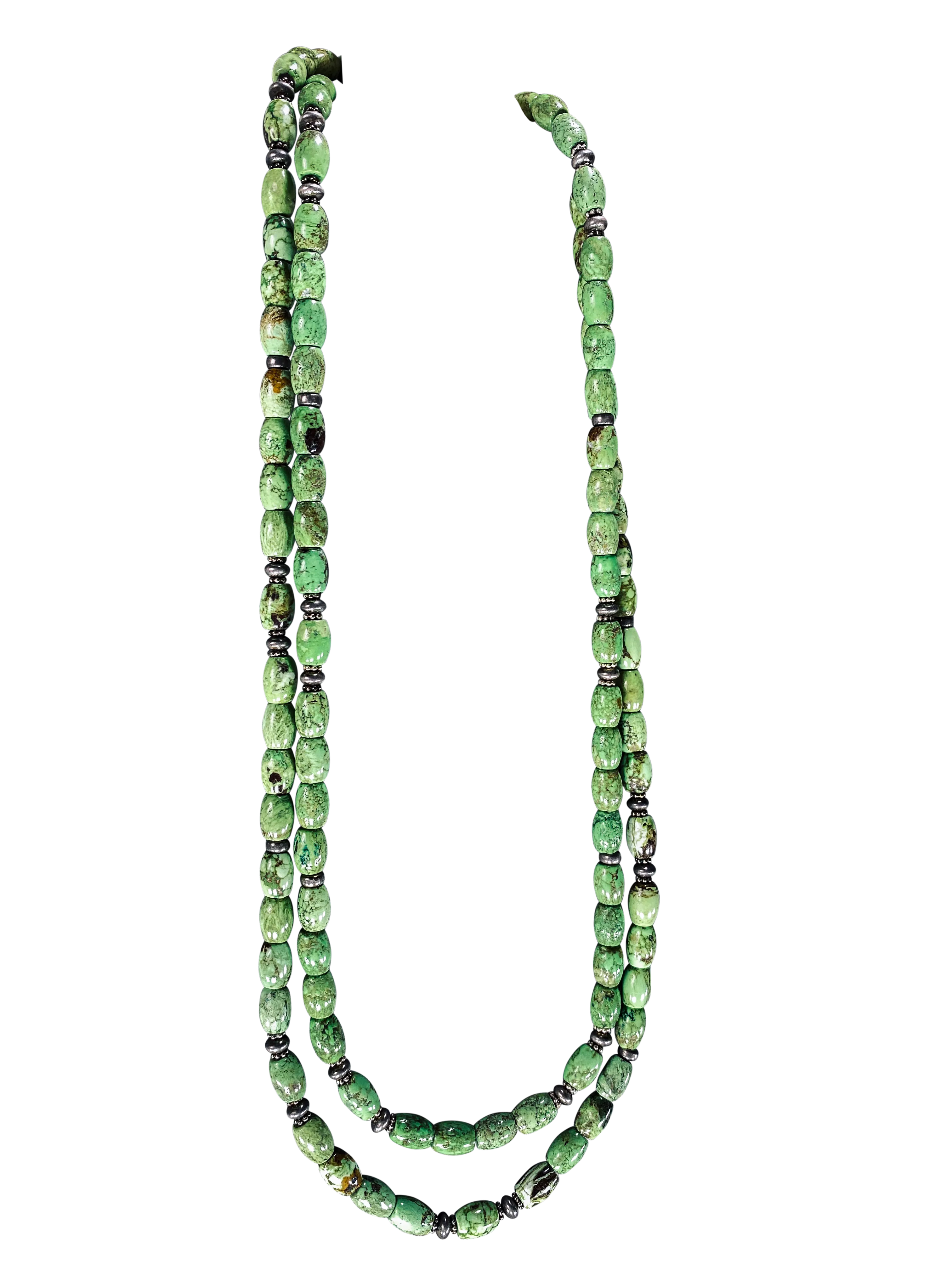 Sterling Silver & Gaspeite Beaded Necklace | Artisan Handmade