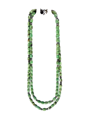 Sterling Silver & Gaspeite Beaded Necklace | Artisan Handmade