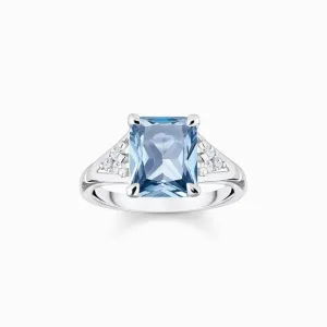 Sterling Silver Aquamarine Coloured Stone Ring TR2362-059-1