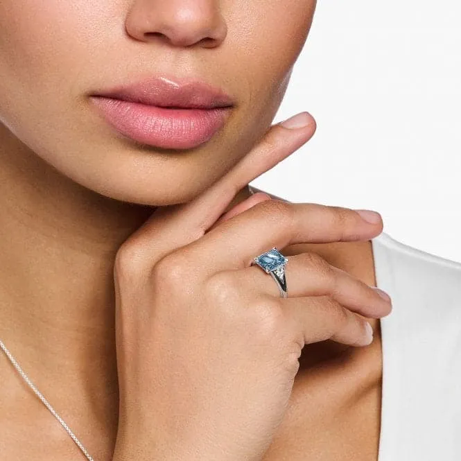 Sterling Silver Aquamarine Coloured Stone Ring TR2362-059-1