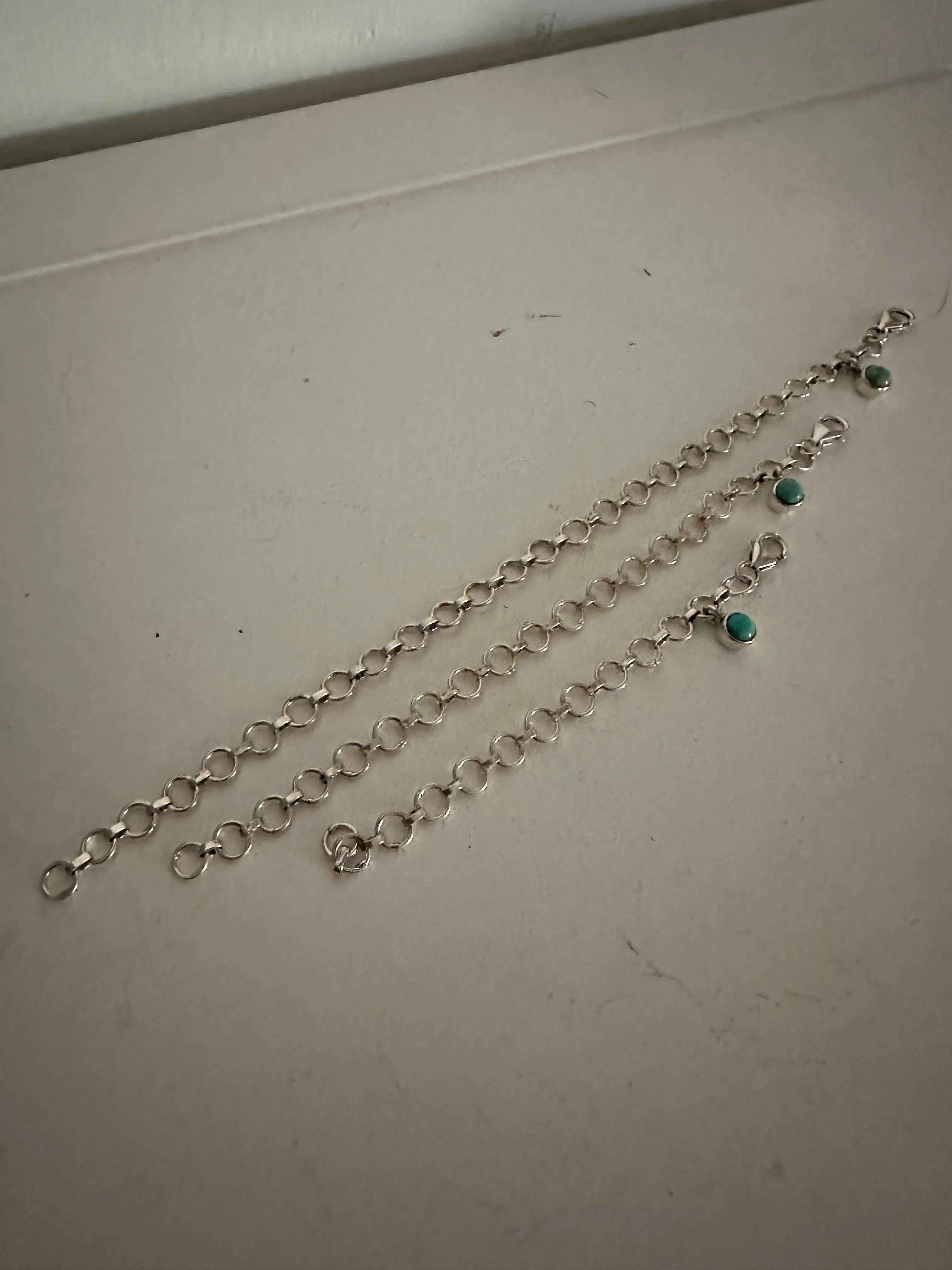 Sterling Silver Beautiful Handmade Chain Link Turquoise Necklace Extender
