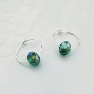 Sterling Silver Crystal Hoop Earrings