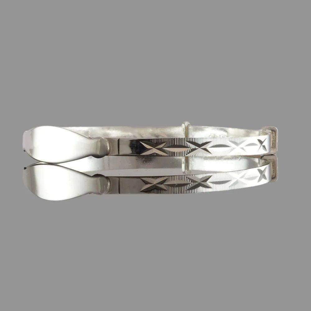 Sterling Silver Diamond Cut Identity Baby Bangle Personalised