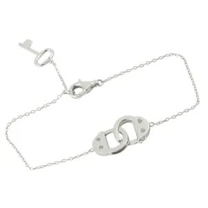 Sterling Silver Handcuff Bracelet with Key Charm