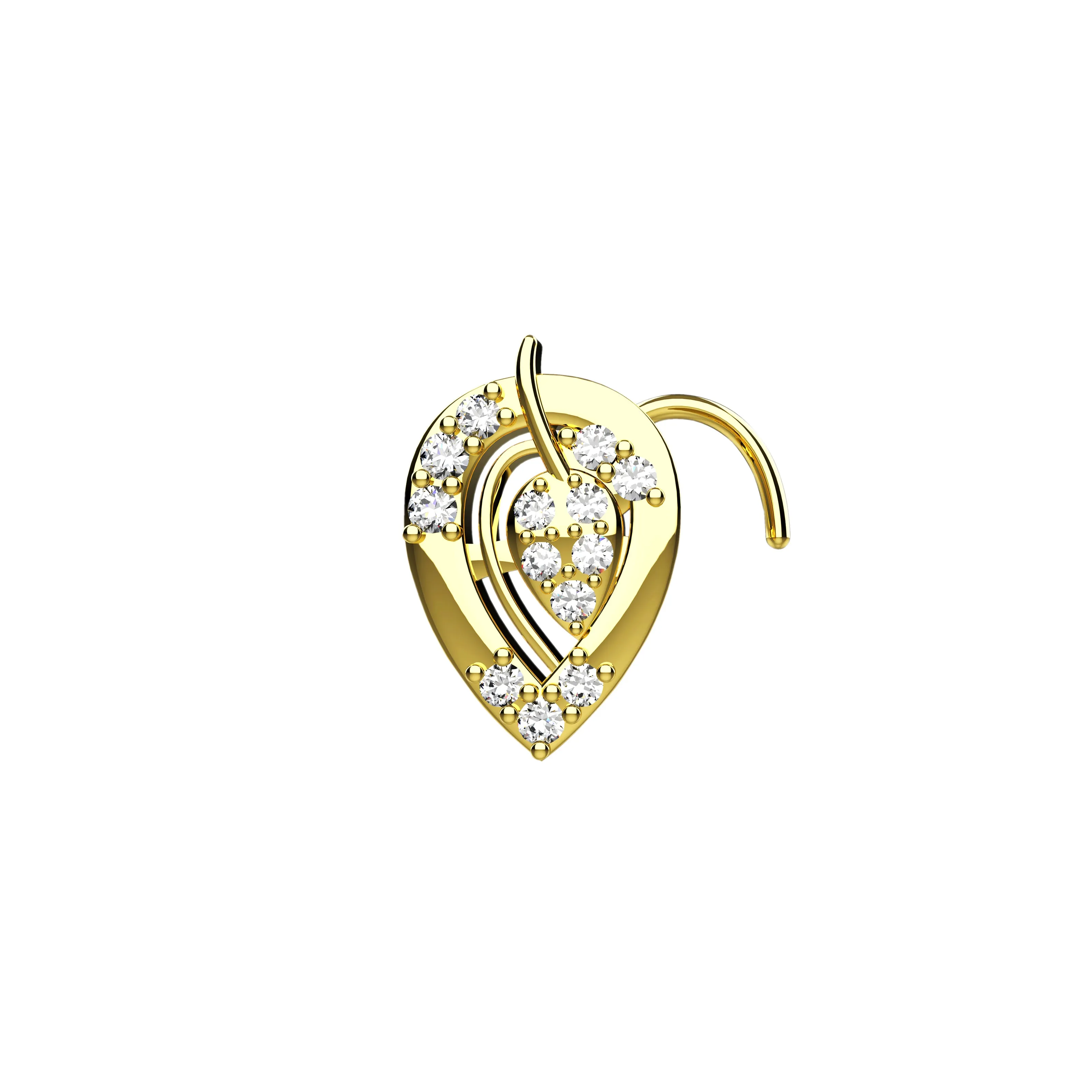 Traditional Leaf Nose Stud – Elegant Gold Nose Ring Design