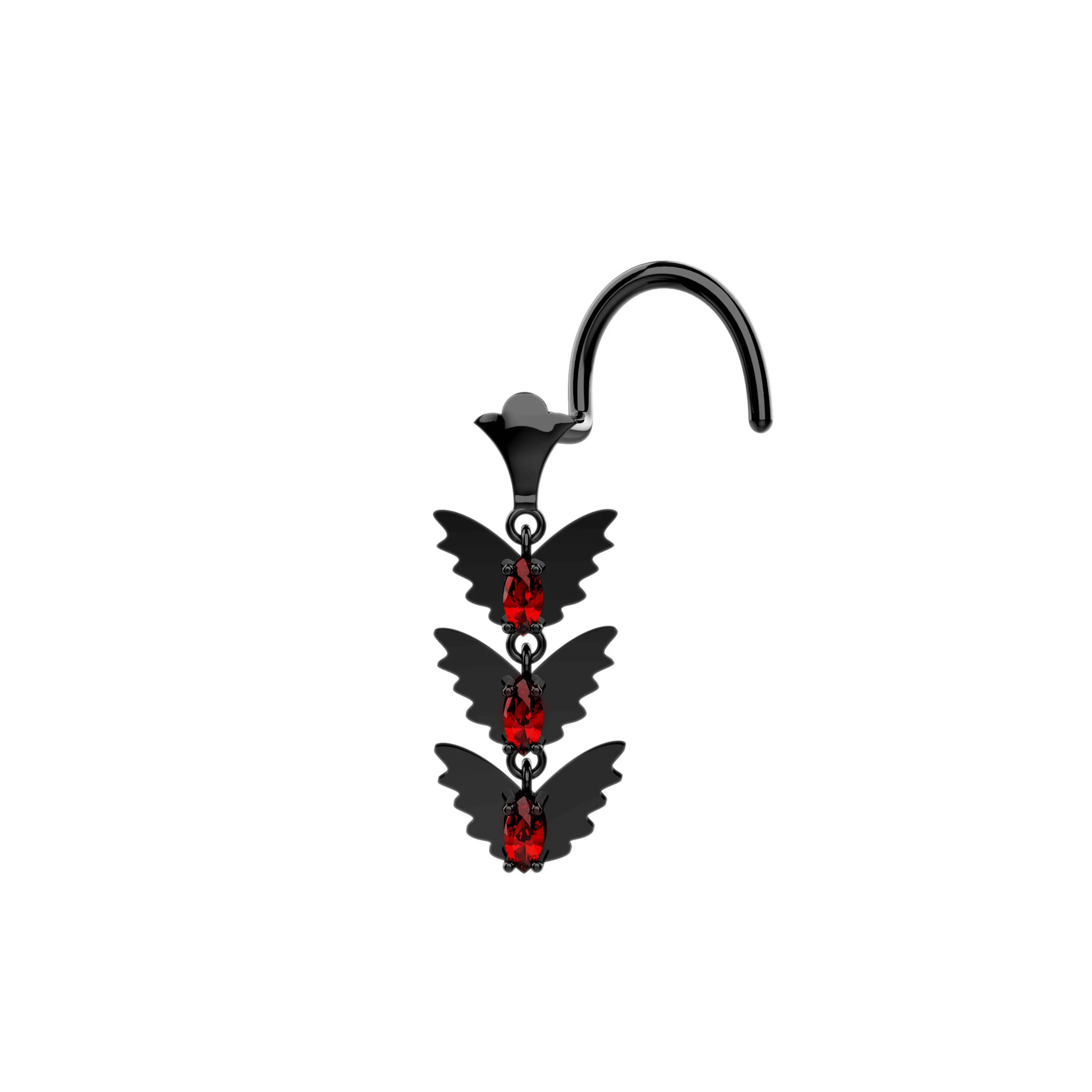 Triple Butterfly Dangle Nose Ring Stud | Cute Piercing Jewelry for Women